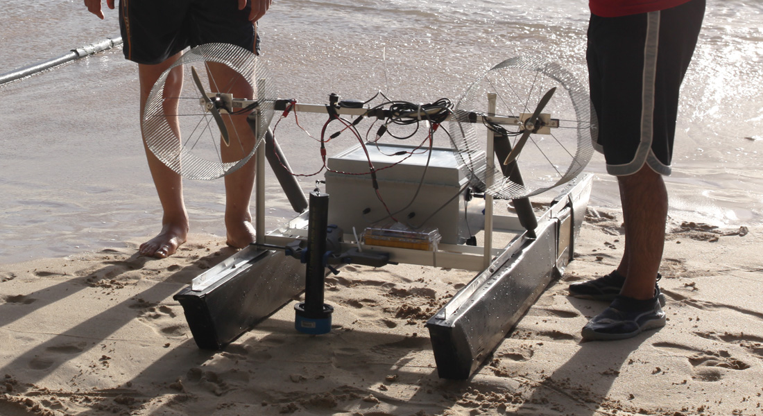 Marine robotics platform at the shoreline during field deployment.